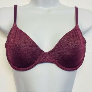 Victoria’s Secret Unlined Semi Demi Underwire Bra Size 32C Burgundy Space Dye‎